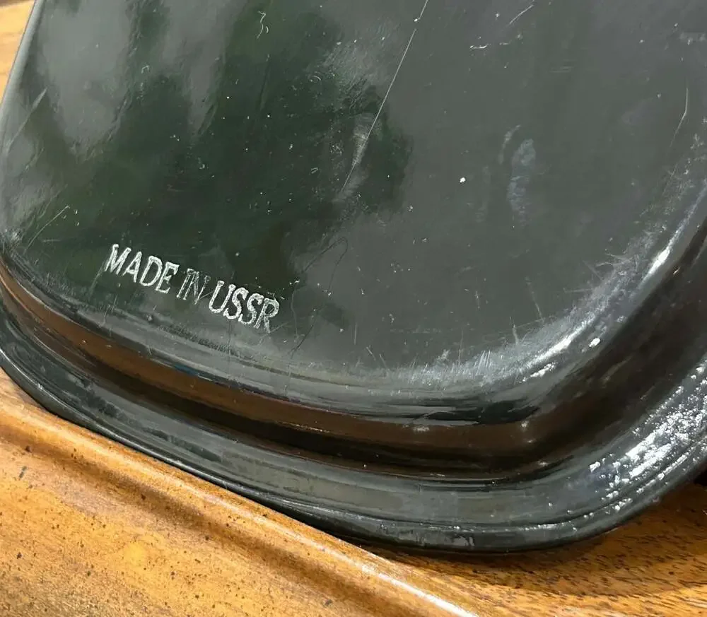 Vintage USSR Soviet Hand Painted Metal Floral Serving Tray